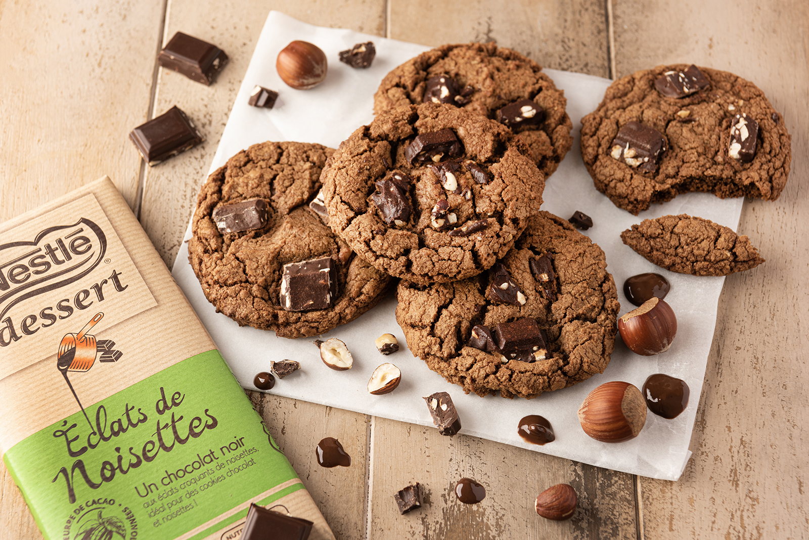 Cookies chocolat Noir éclats de Noisettes