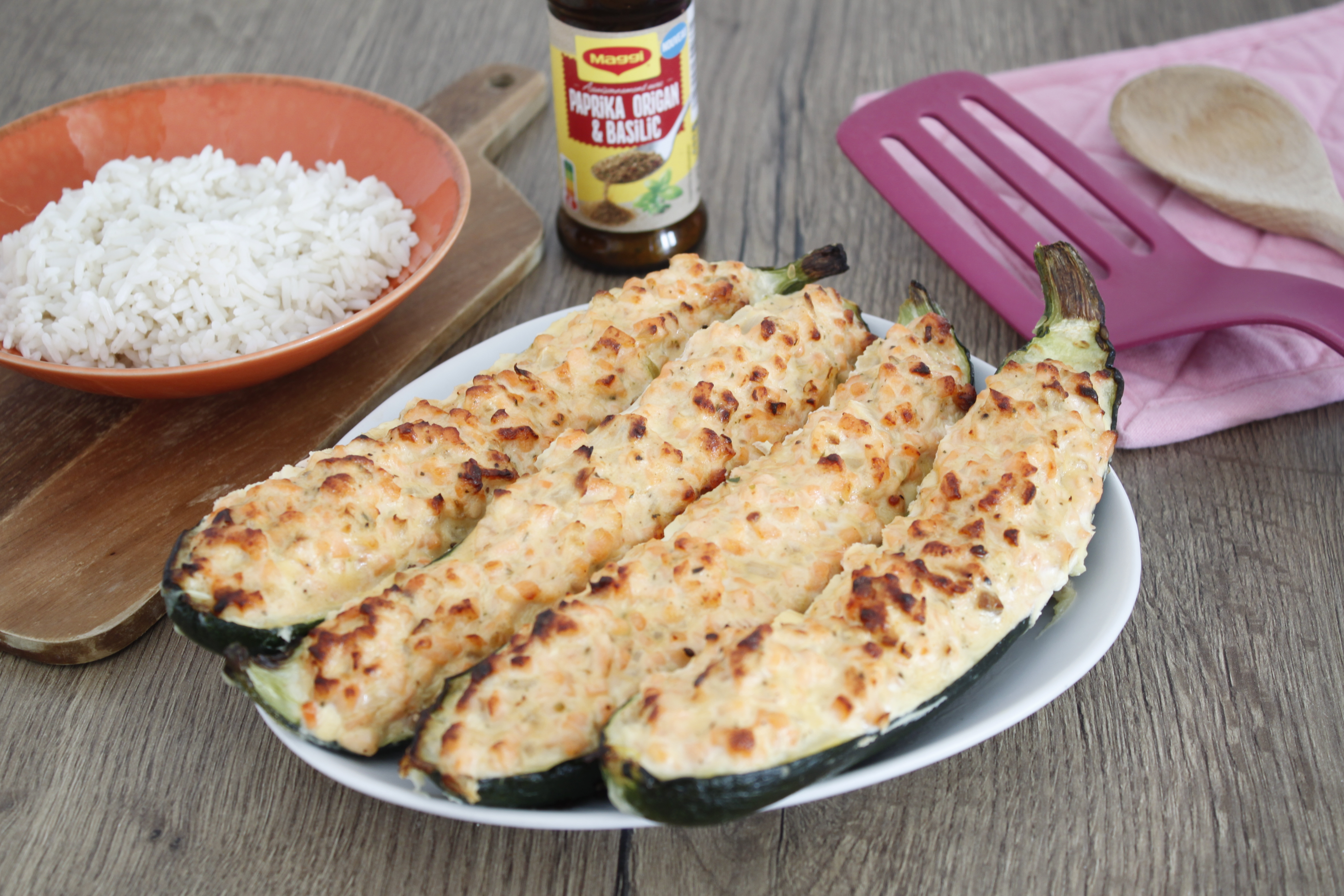 Courgettes farcies au saumon