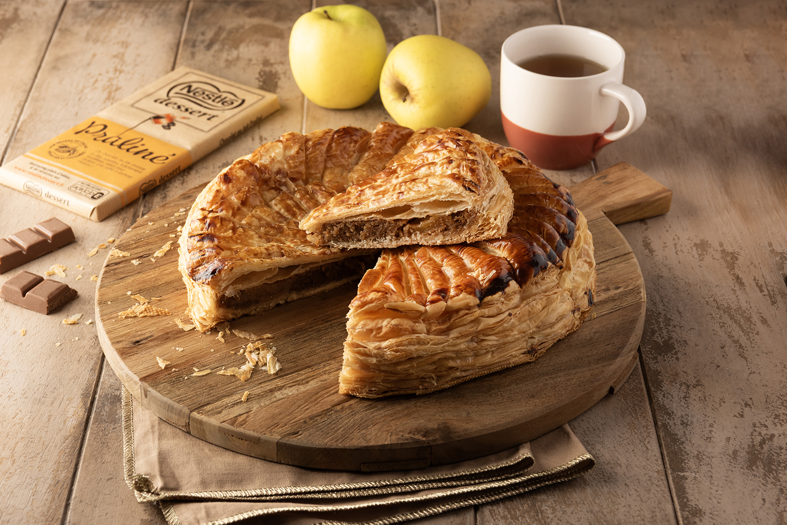 Galette des rois pommes caramélisées chocolat praliné