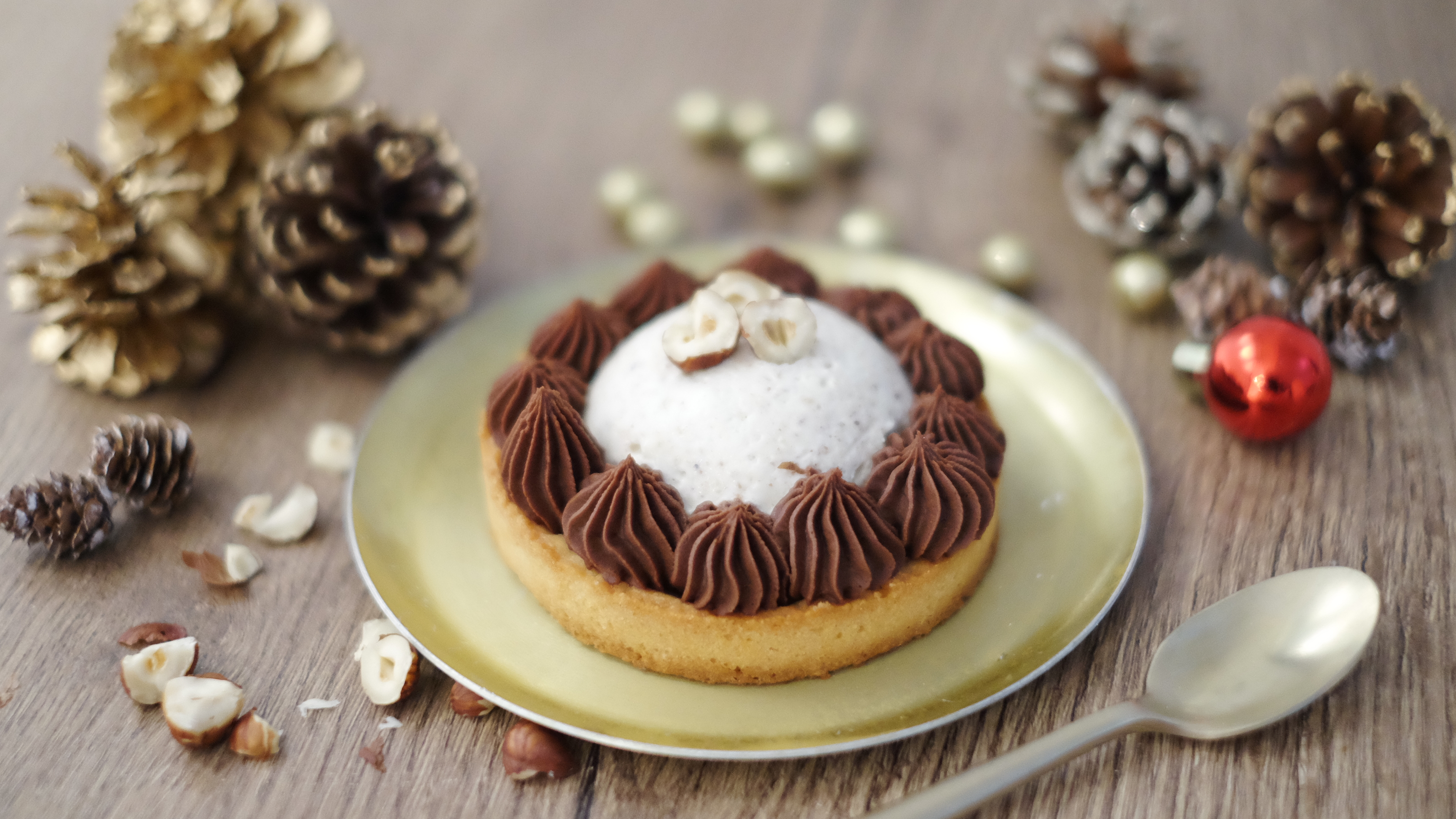 Tartelette glace au lait concentré et ganache chocolat