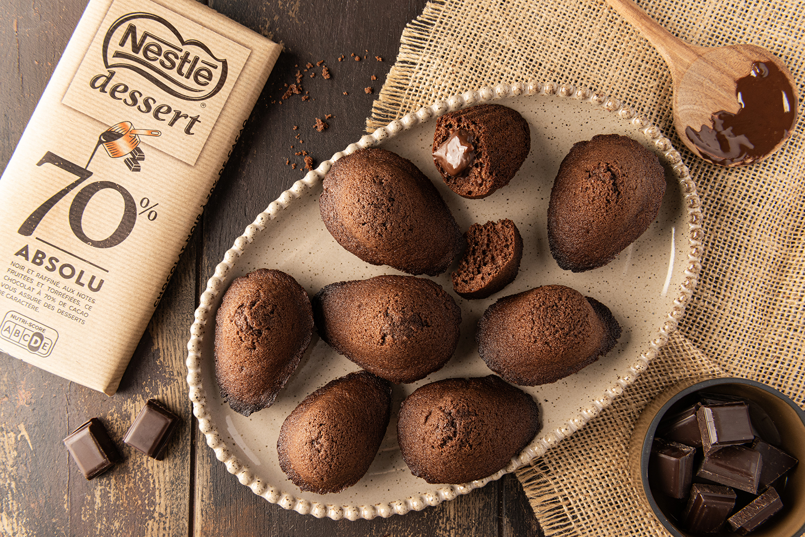 Madeleine choco noir 70% absolu