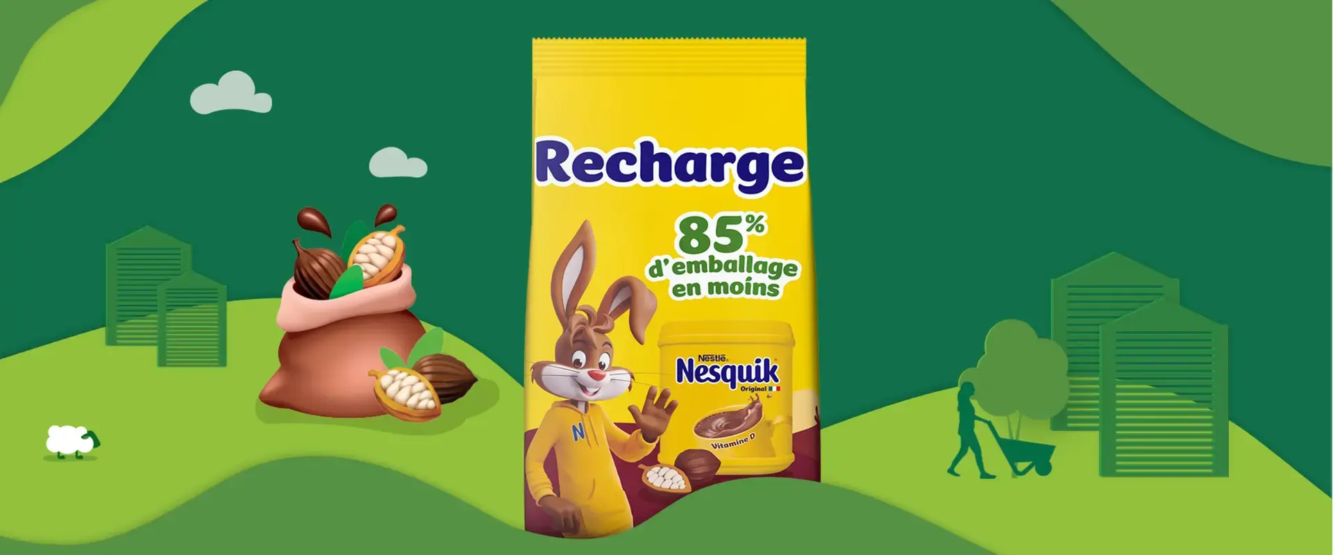 Un paquet de chocolat Nesquik 85 %