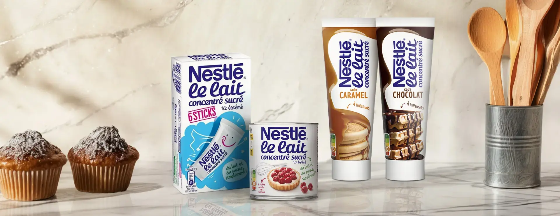 The different products of Nestlé Le Lait.