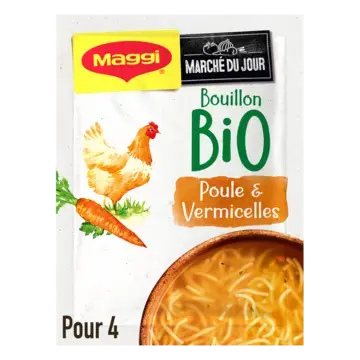 MAGGI Bio Soup Bouillon Chicken Vermicelli Sachet 10x65g FR