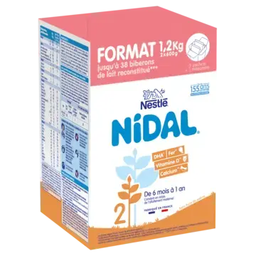NESTLE NIDAL 2 Lait de suite 2ème âge 2x600g dès 6 mois