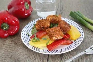 Saumon pané tex mex et poivrons au air fryer