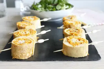 Rouleaux d'omelette carottes chèvre frais