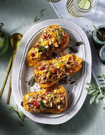 Potiron Butternut Farci avec Haché Végétalien