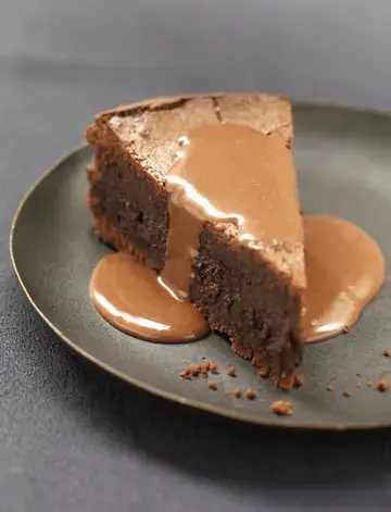 Fondant au chocolat, sauce caramel