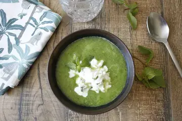 Velouté de courgette et granité de chèvre