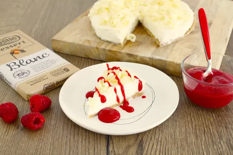 Cheesecake léger skyr chocolat blanc framboise