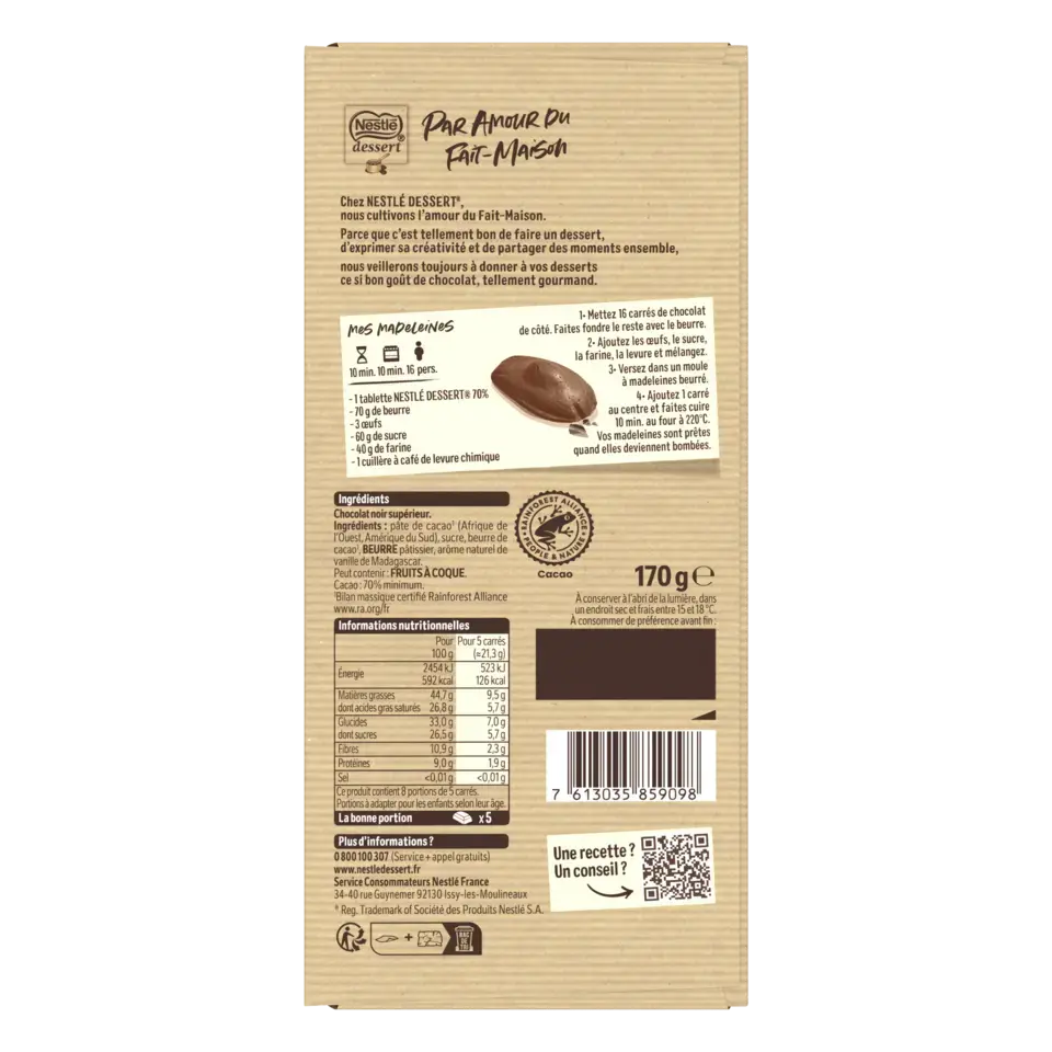 DESSERT Noir 70% Wrapper 22x170g FR