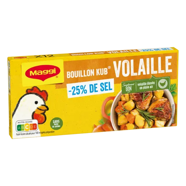 MAGGI Bouillon Poultry Low Salt Carton 20x120g FR