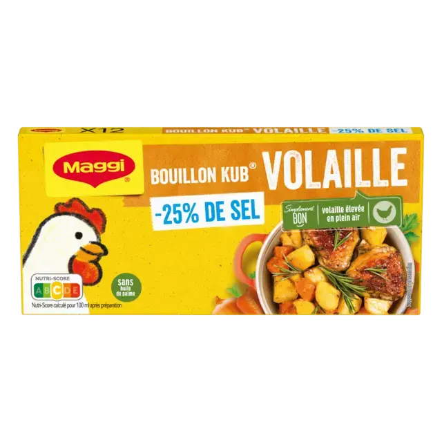 MAGGI Bouillon Poultry Low Salt Carton 20x120g FR