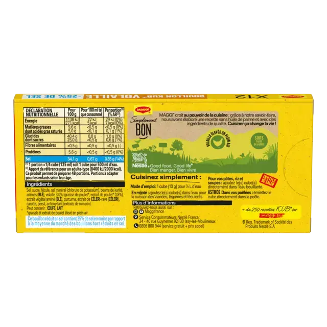 MAGGI Bouillon Poultry Low Salt Carton 20x120g FR