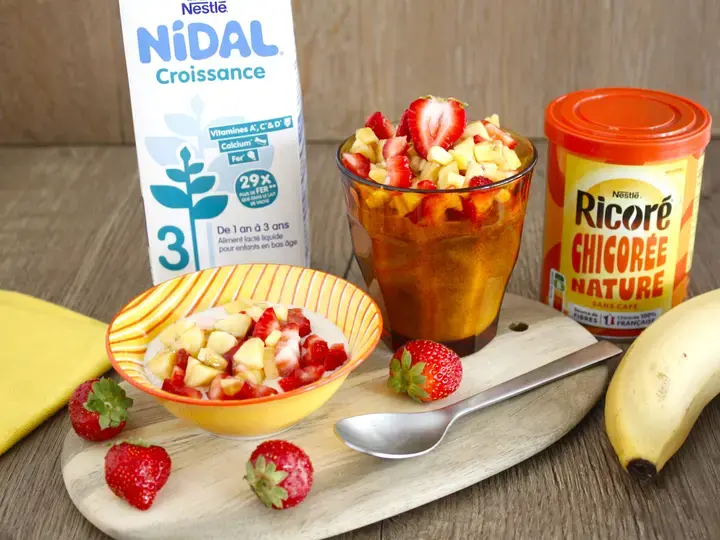 Recette duo maman enfant semoule fraise banane