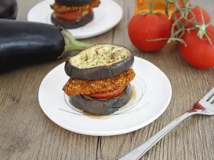 Burger poulet aubergine au air fryer