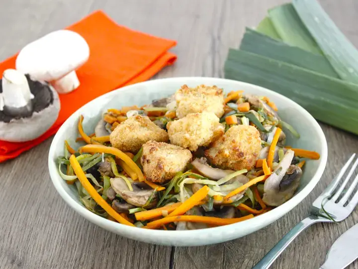 Poelée de légumes d'automne et nuggets fromage