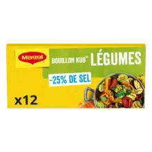 MAGGI Bouillon KUB Légumes Réduit en sel de -25% 120g