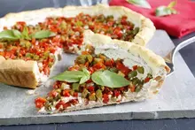 Tarte ricotta olives et poivrons grillés