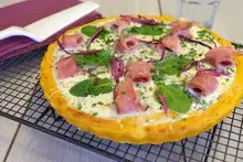 Purée de carotte, jambon façon tarte