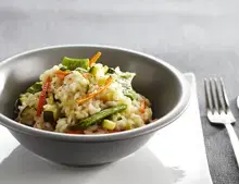 Risotto de légumes au fromage de chèvre frais