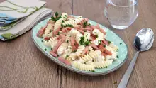 Pâtes au fromage de chèvre et aux lardons