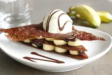 Croustillant banane chocolat et glace vanille