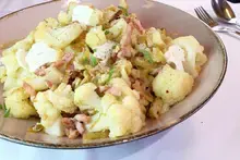 Chou-fleur à la poêle aux lardons