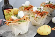 Nids croustillants fromage frais et légumes croquants à l'Arome