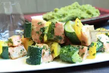 Brochettes de saumon au poivron et aux épices