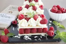 Mille-feuilles framboises chocolat blanc