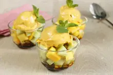 Salade mangue concombre et sorbet mangue melon Arome Companion