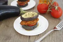 Burger d'aubergines et poulet au air fryer
