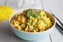 Riz au curry et crevettes