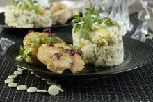 Lotte aux airelles, risotto aux asperges