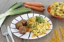 Riz au curry et fallafels