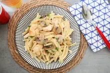 Macaroni aux champignons et au poulet
