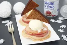 Tartelettes fines à la confiture de lait, glace vanille pommes pain d'épices