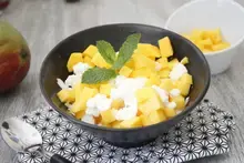 Granité au fromage blanc et à la mangue