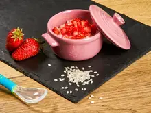 Recette pour bébé: riz au lait à la fraise