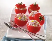 Tomates au fromage frais ciboulette jambon