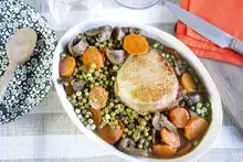 Rôti de porc petits pois et champignons Cookeo