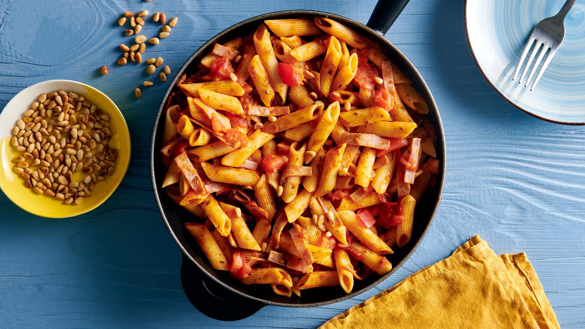 Penne jambon