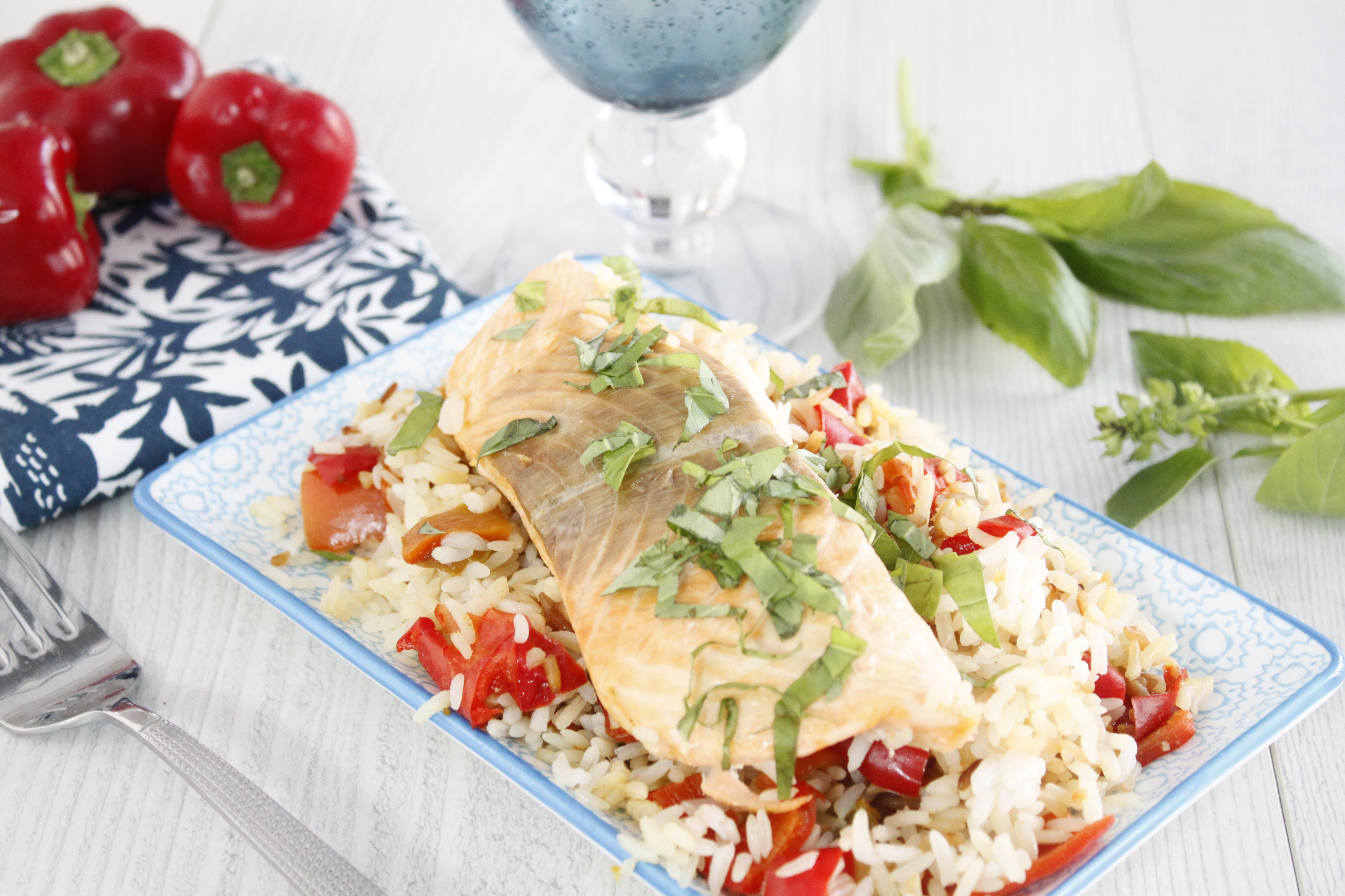Dos de saumon riz au basilic cookeo