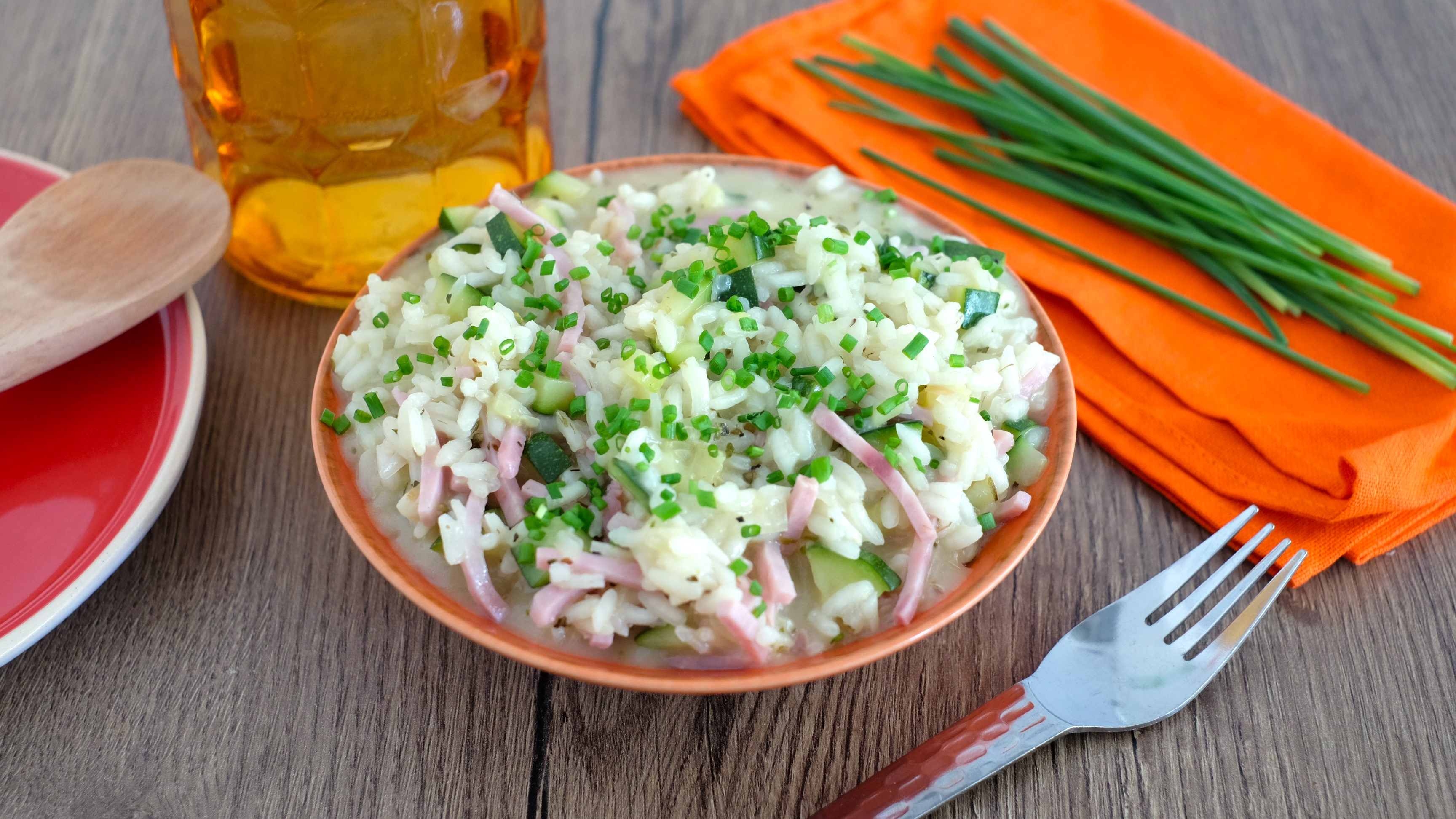 Risotto au jambonet courgettes