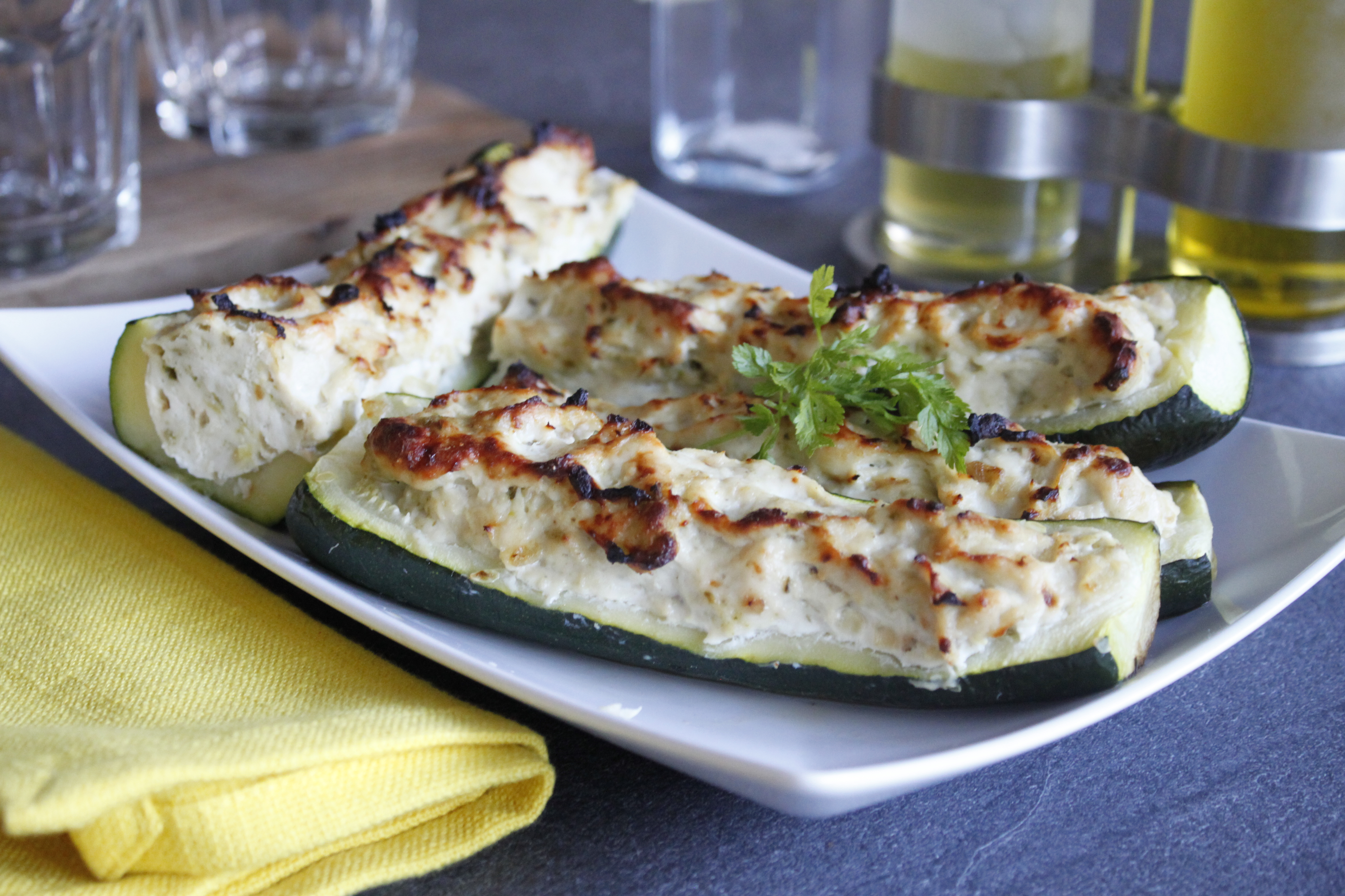 Courgettes farcies au poulet Bio