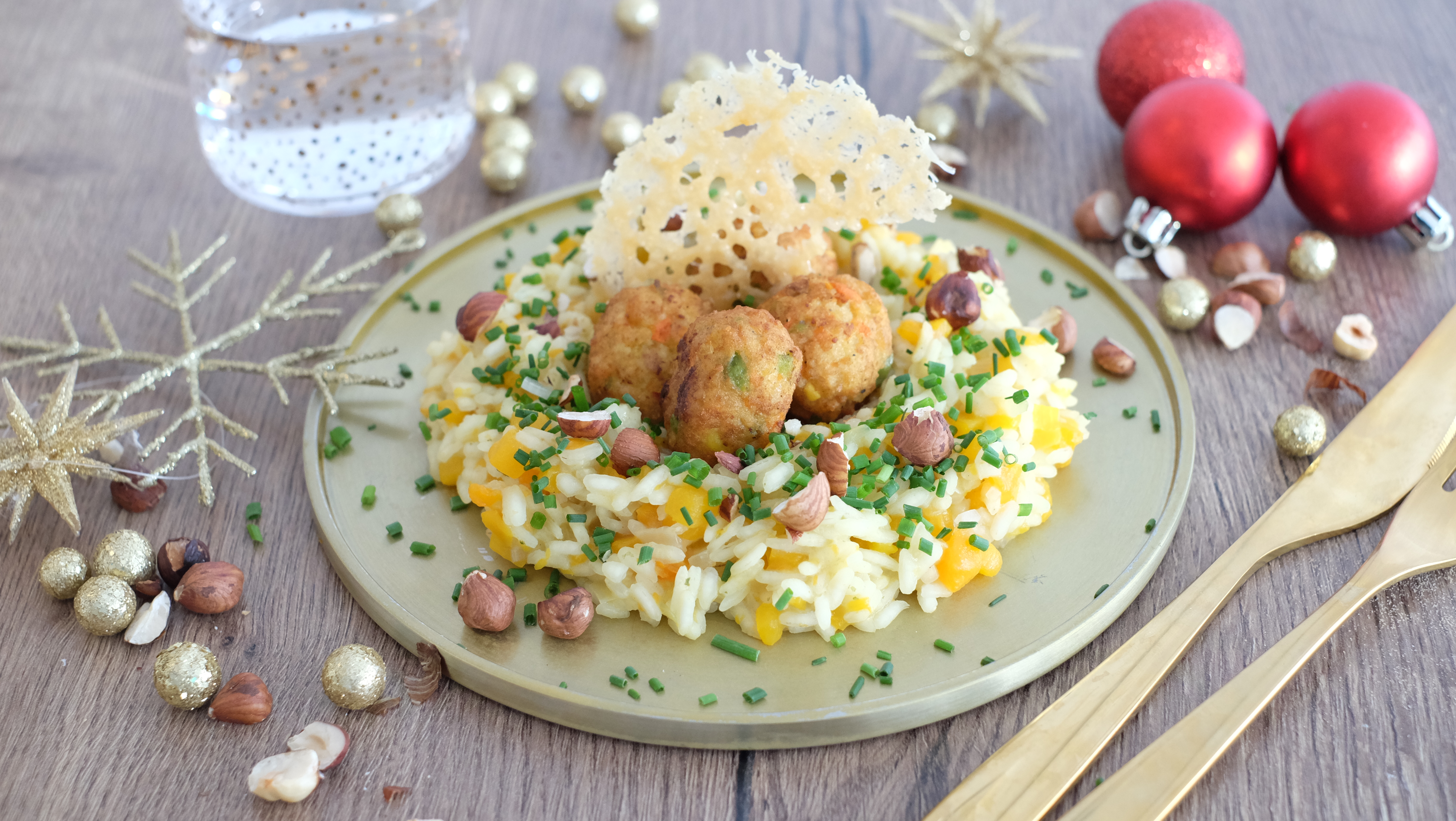 Risotto de butternut et boulettes aux légumes