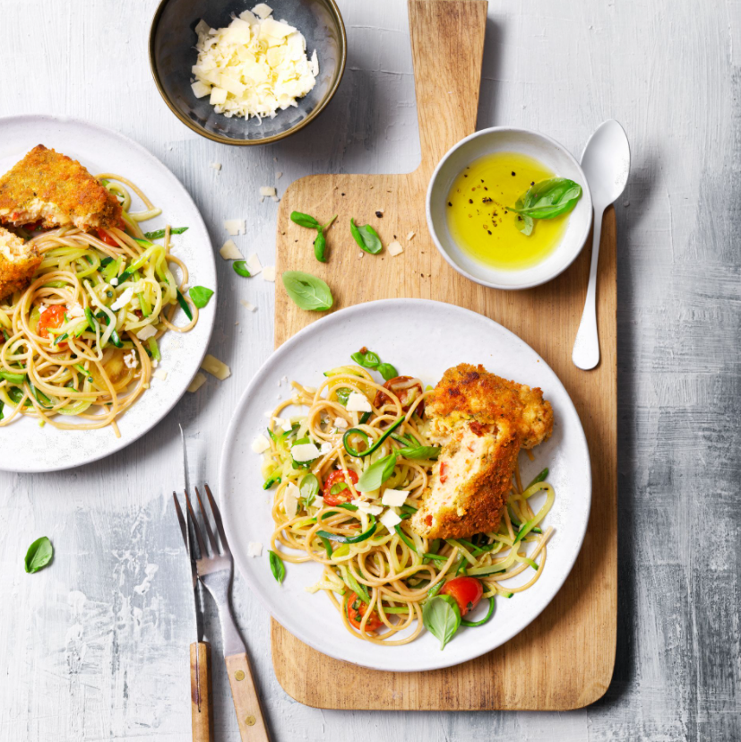 SPAGHETTIS DE COURGETTE ET CARRÉ GOURMAND