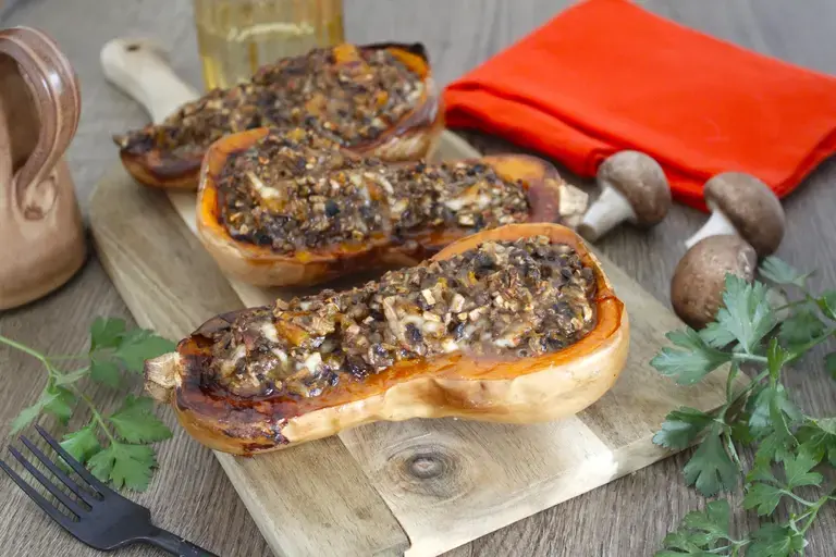 Butternut farci aux champignons